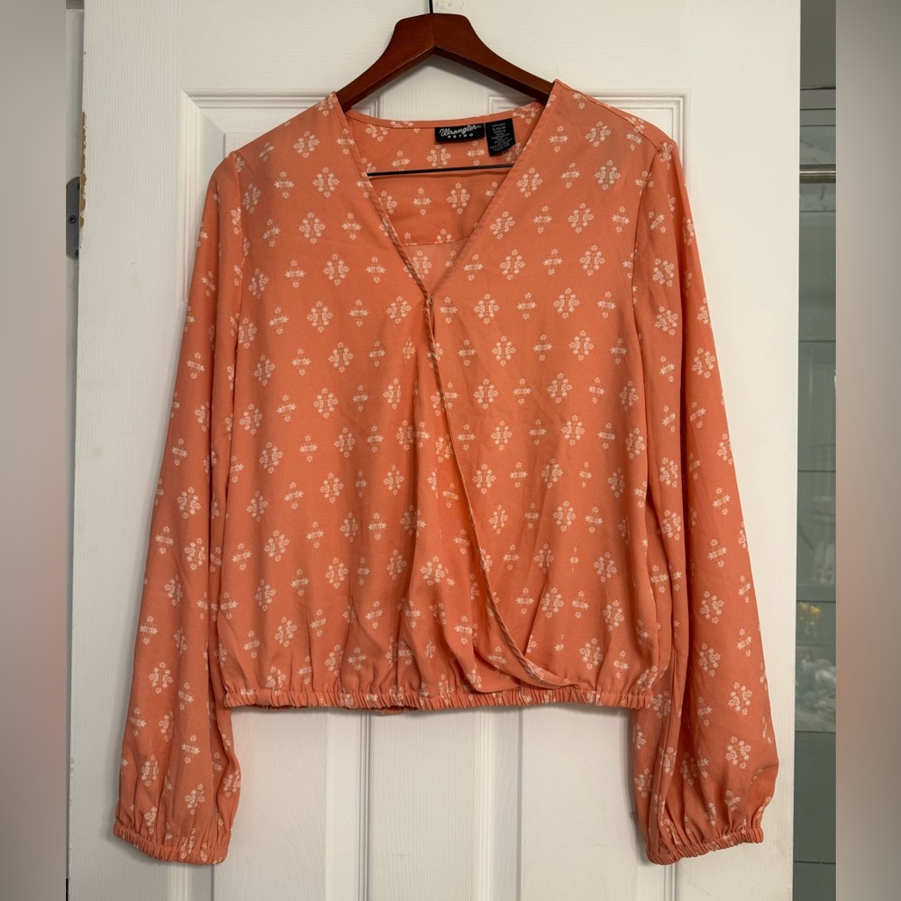 Wrangler Retro Surplice Top in Orange, Size Large